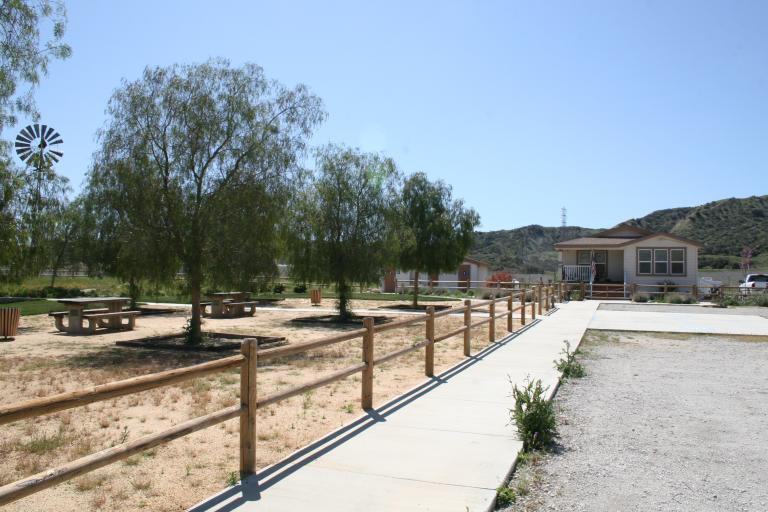 Entrance and facilities at historic schoolhouse