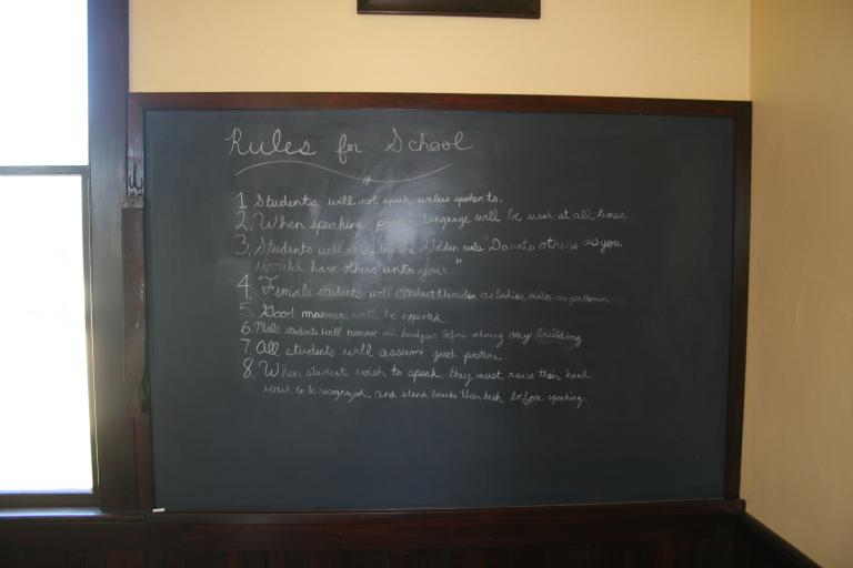 School rules at historic schoolhouse