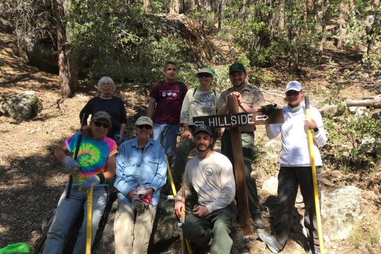Trail Clean Up Day - Friends of San Jacinto Mountain Parks volunteers pause for a break during their clean-up day