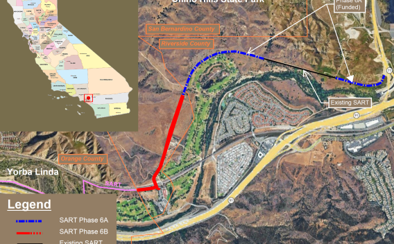 Aerial image of SART Phase 6A alignment adjacent to SART Phase 6B, a future phase that is unfunded. 